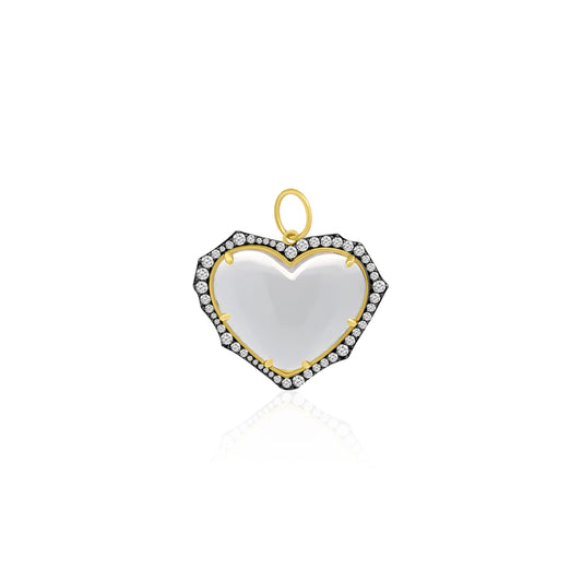 14k/SS Crystal Quartz Diamond Heart Pendant