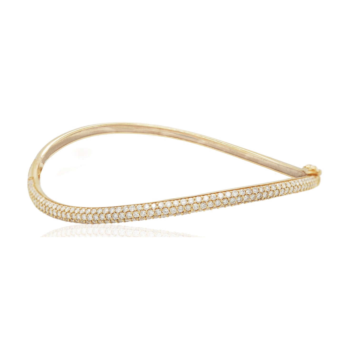 14k Curved Pave bangle
