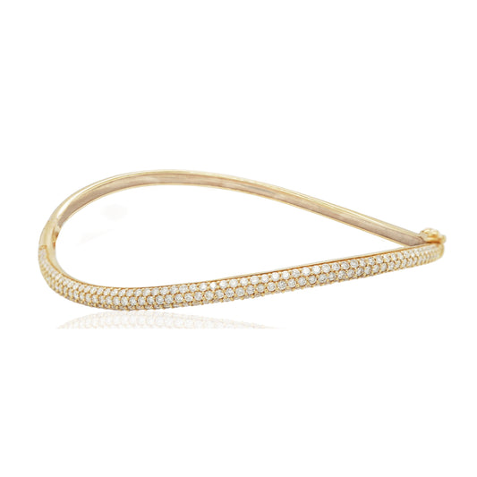14k Curved Pave bangle