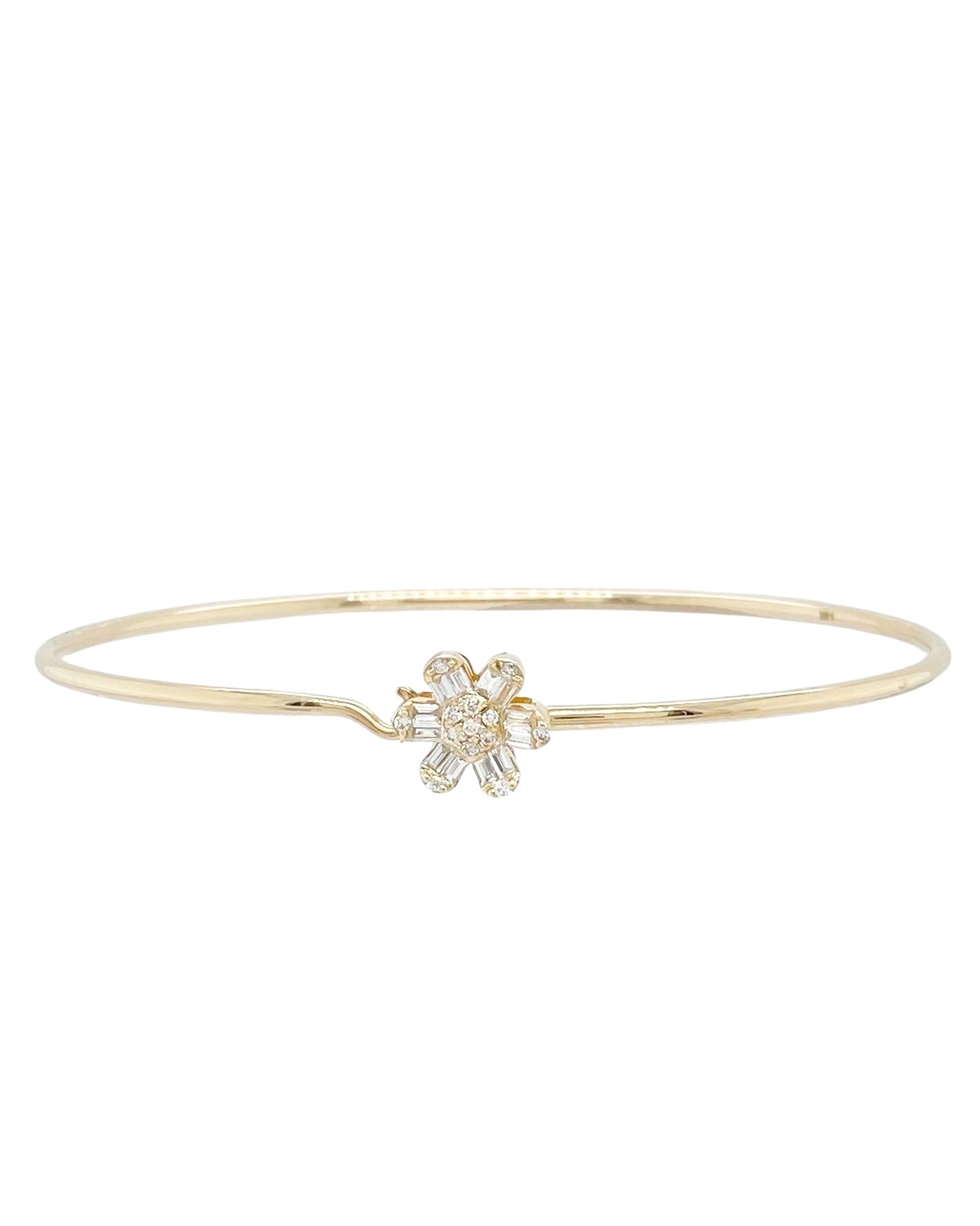 14k Baguette Flower Bracelet