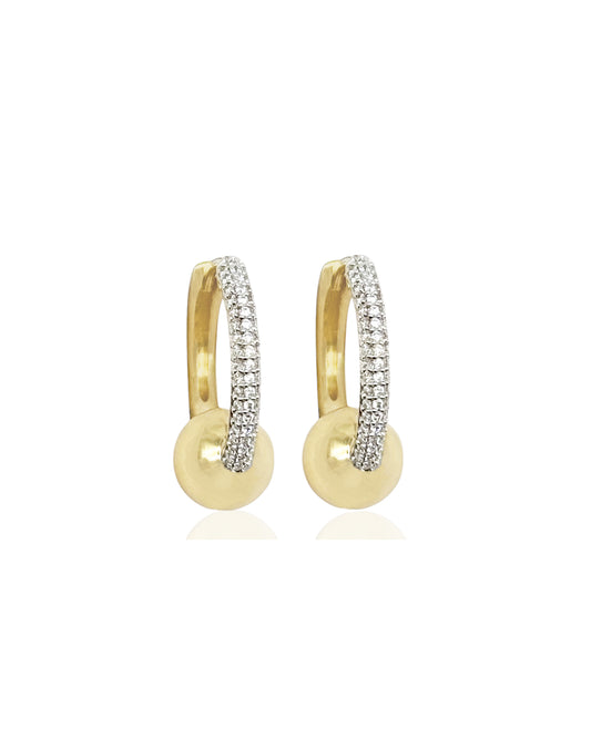 14k Diamond Ball Hoops