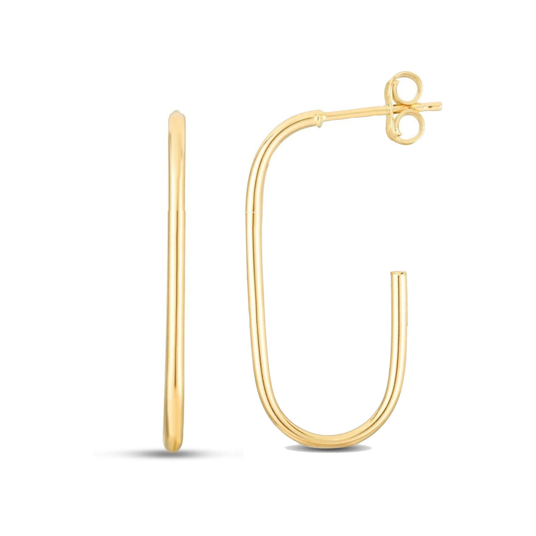14K Gold Paperclip Hoops