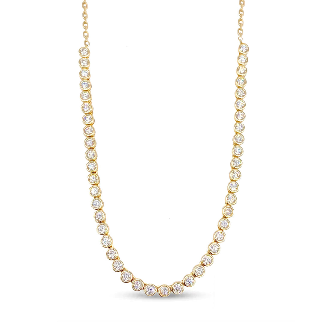 14k Gold Round Bezel Set Diamond Necklace