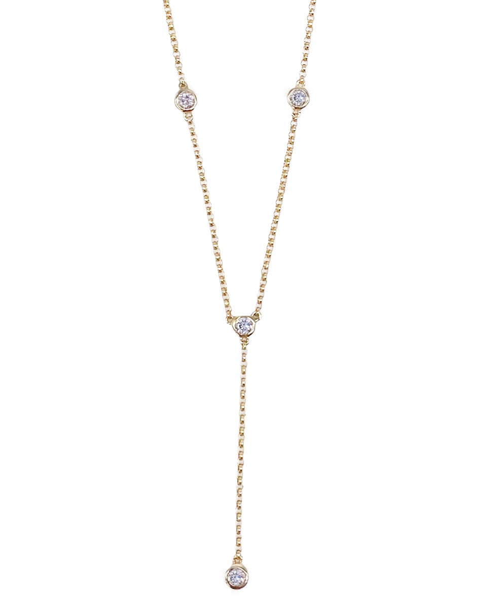 14k Bezel Lariat Necklace