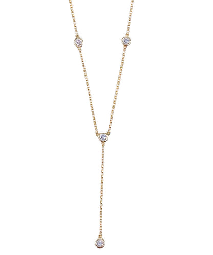 14k Bezel Lariat Necklace