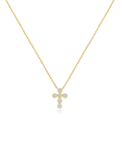 14K Bubble Cross Necklace