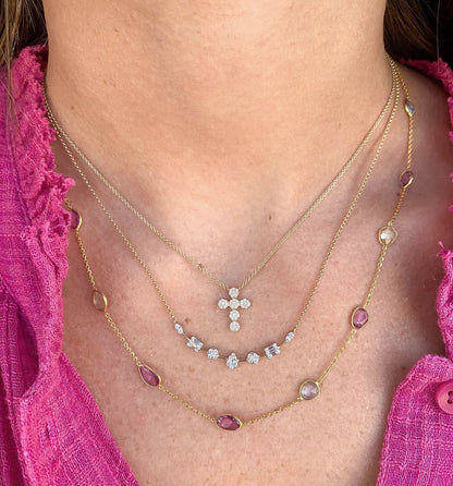 14K Bubble Cross Necklace