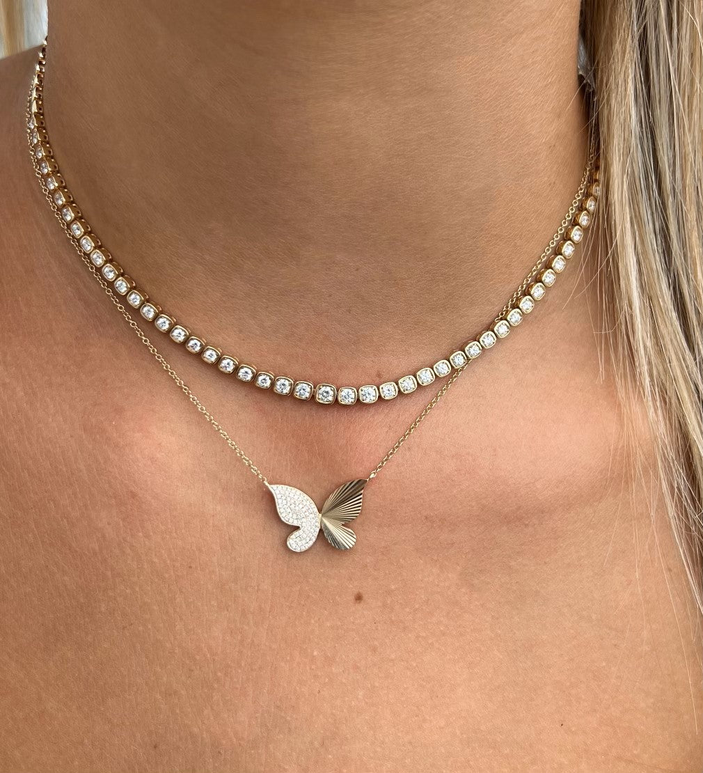 14K Half Flutter Butterfly Necklace