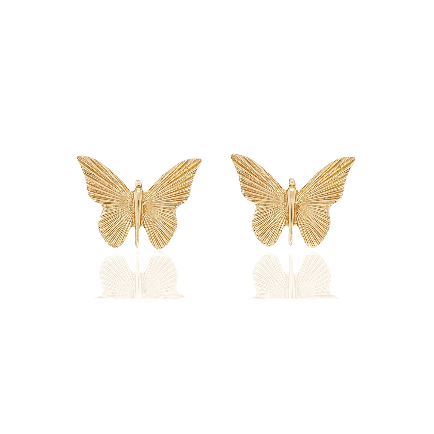 14K Fluted Butterfly Studs