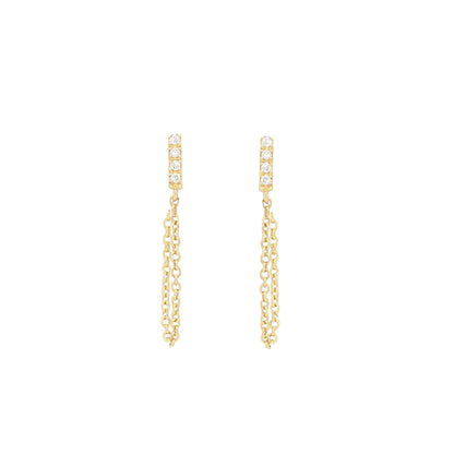 14k Diamond Bar Chain Earrings
