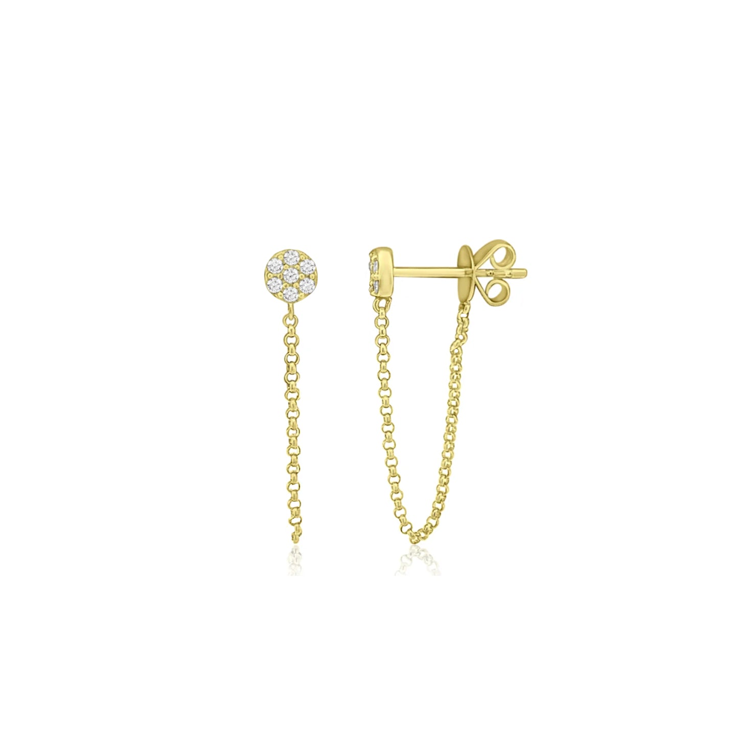 14k Pave Circle Chain Huggies