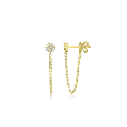 14k Pave Circle Chain Huggies