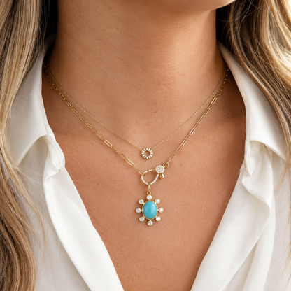 14k Gold Turquoise Pendant