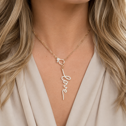 14k Cursive Love Pendant