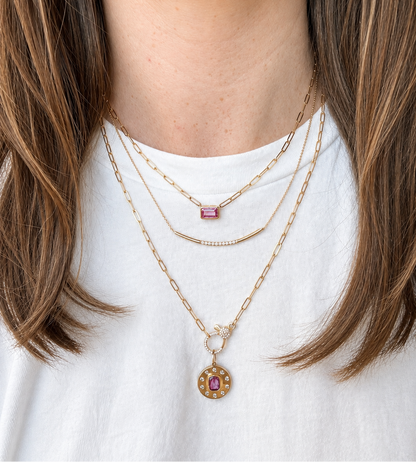 14k Pink Sapphire Necklace