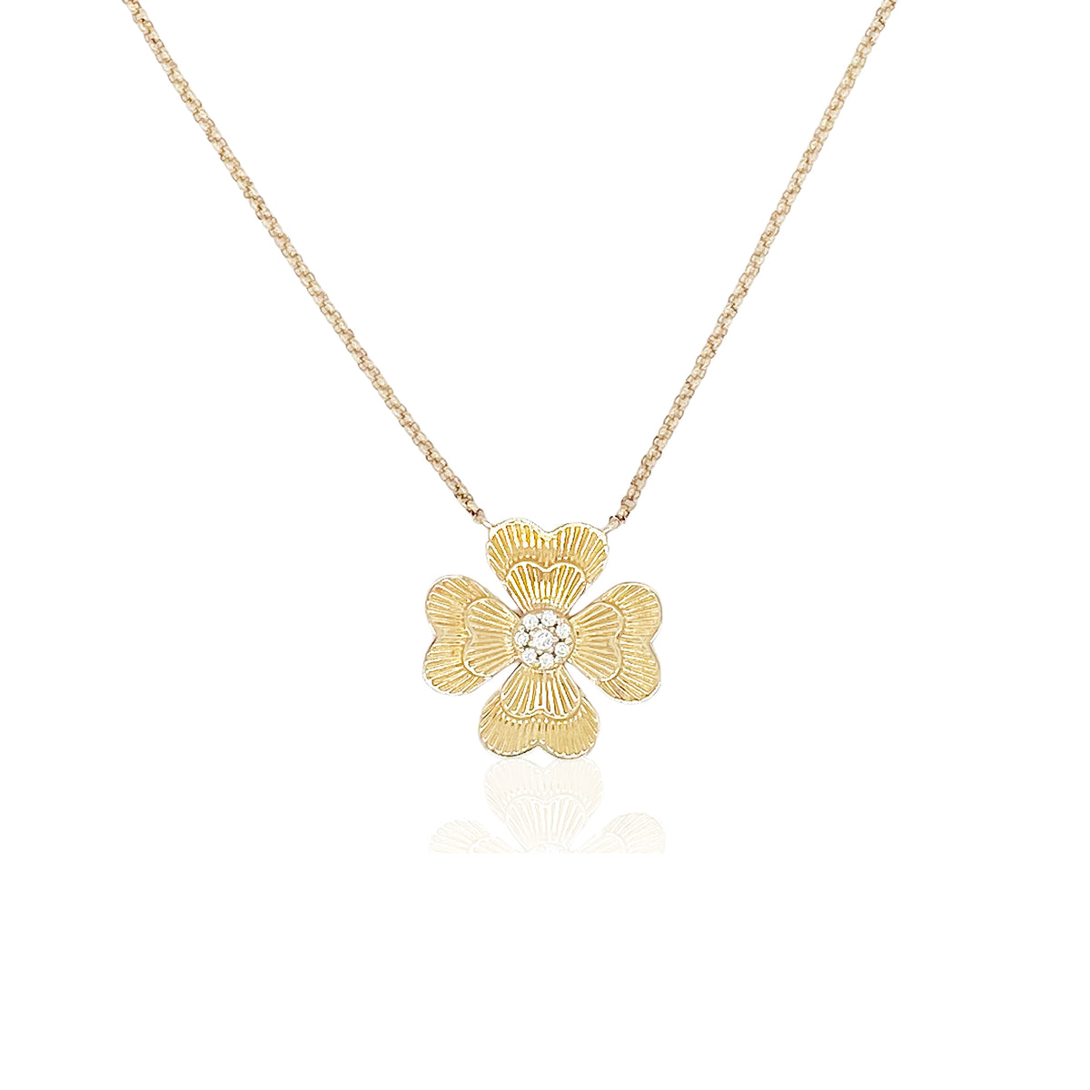 14k Fluted Clover Necklace – Vintage La Rose