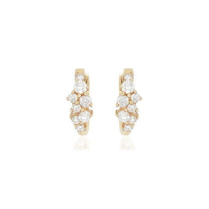 14K Diamond Cluster Huggies