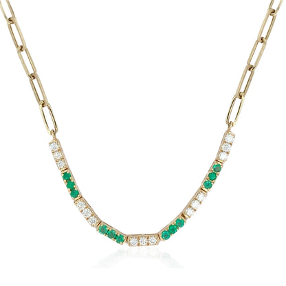 14k Gold Emerald and Diamond Necklace