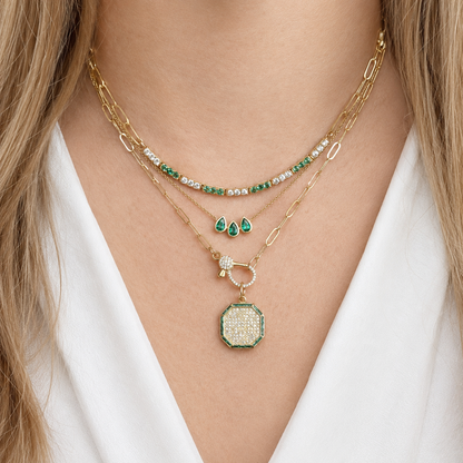 14k Emerald and Diamond Shield