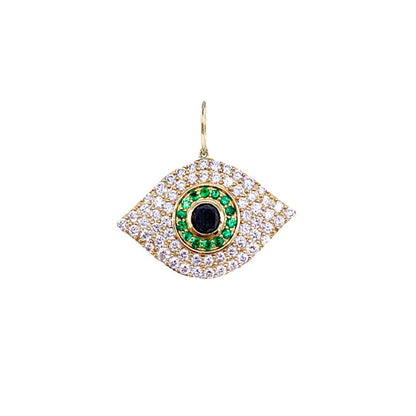 14K Green Evil Eye Pendant