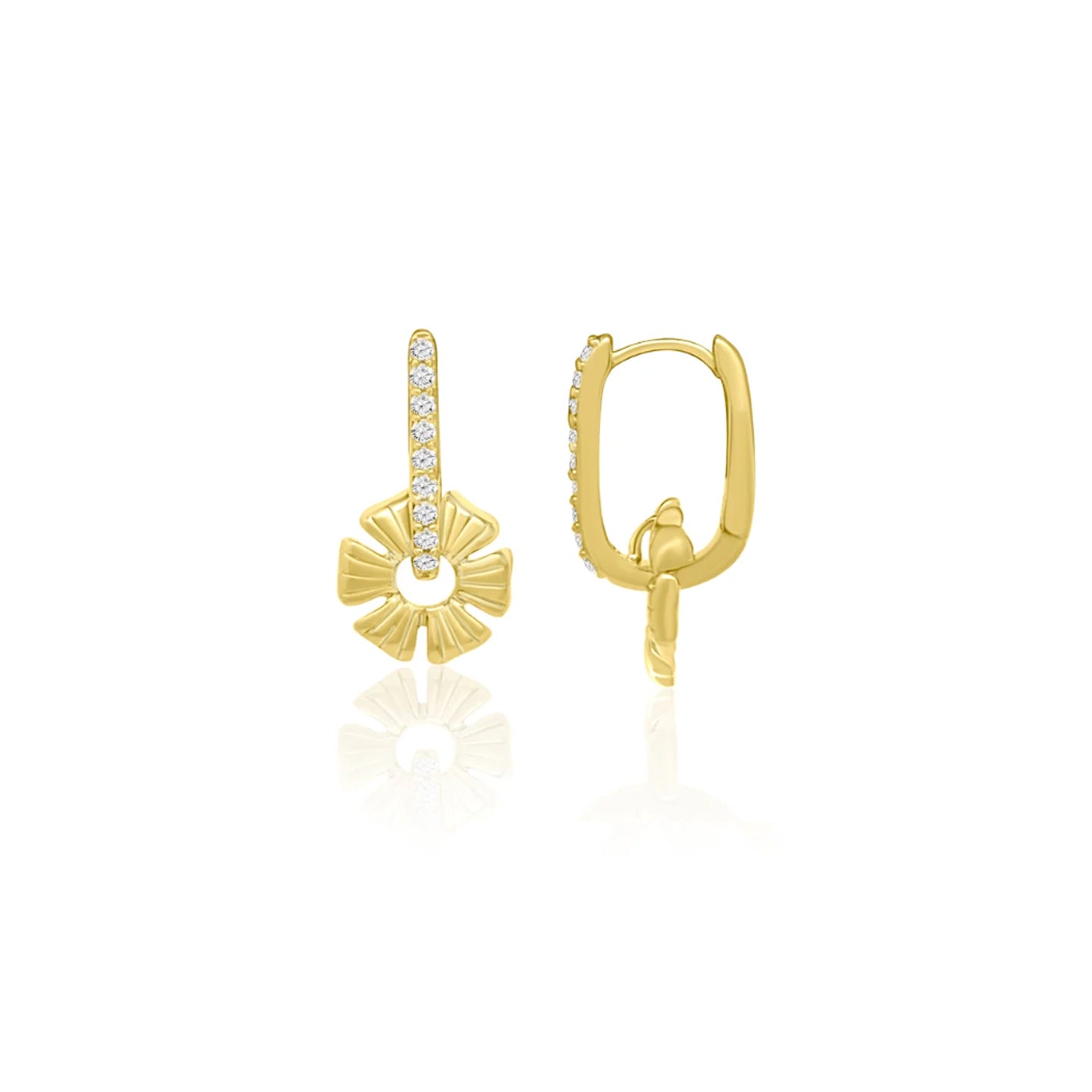 14k Flower Drop Huggies