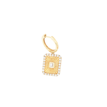14k Fluted Diamond Tag Earrings