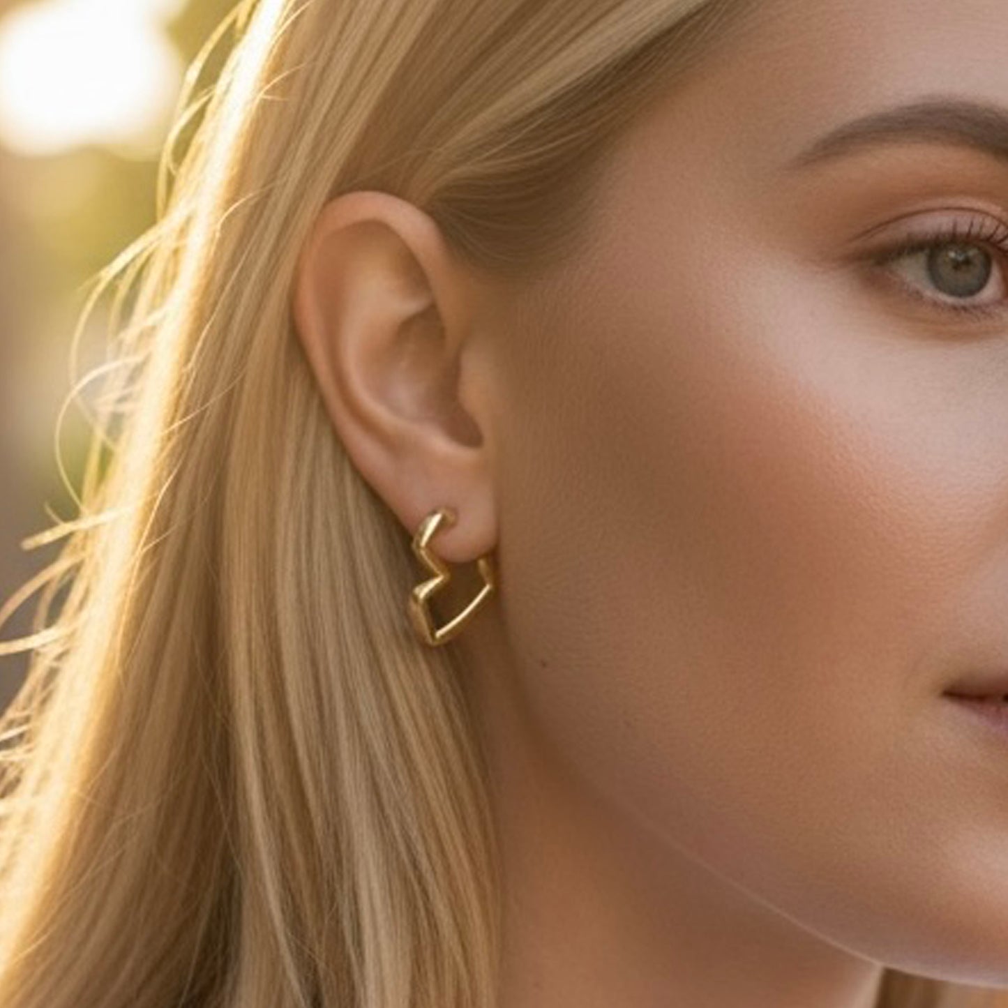 14k Puffy Heart Hoops