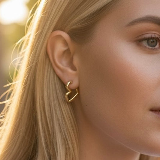 14k Puffy Heart Hoops