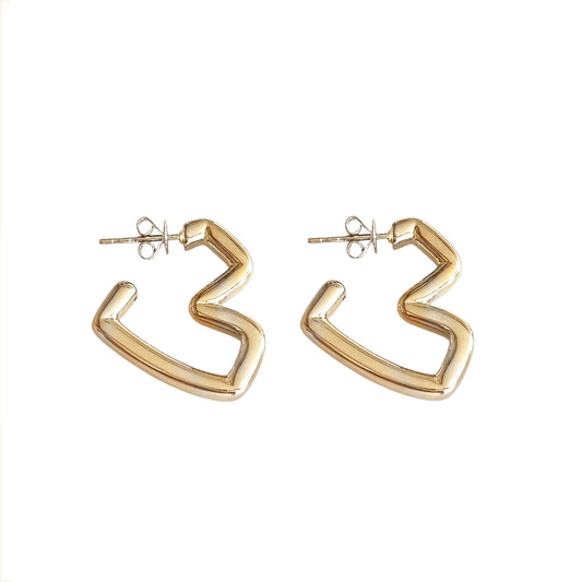 14k Puffy Heart Hoops