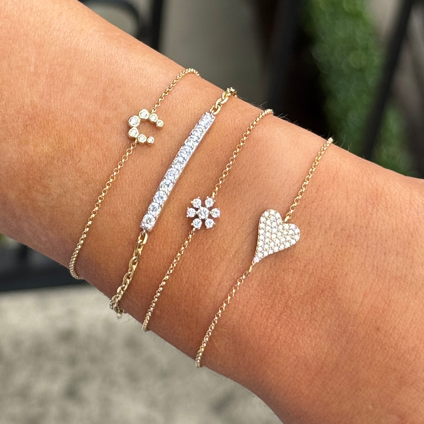 14k Diamond Flower Chain Bracelet