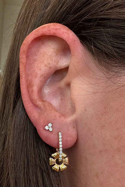 14k Flower Drop Huggies