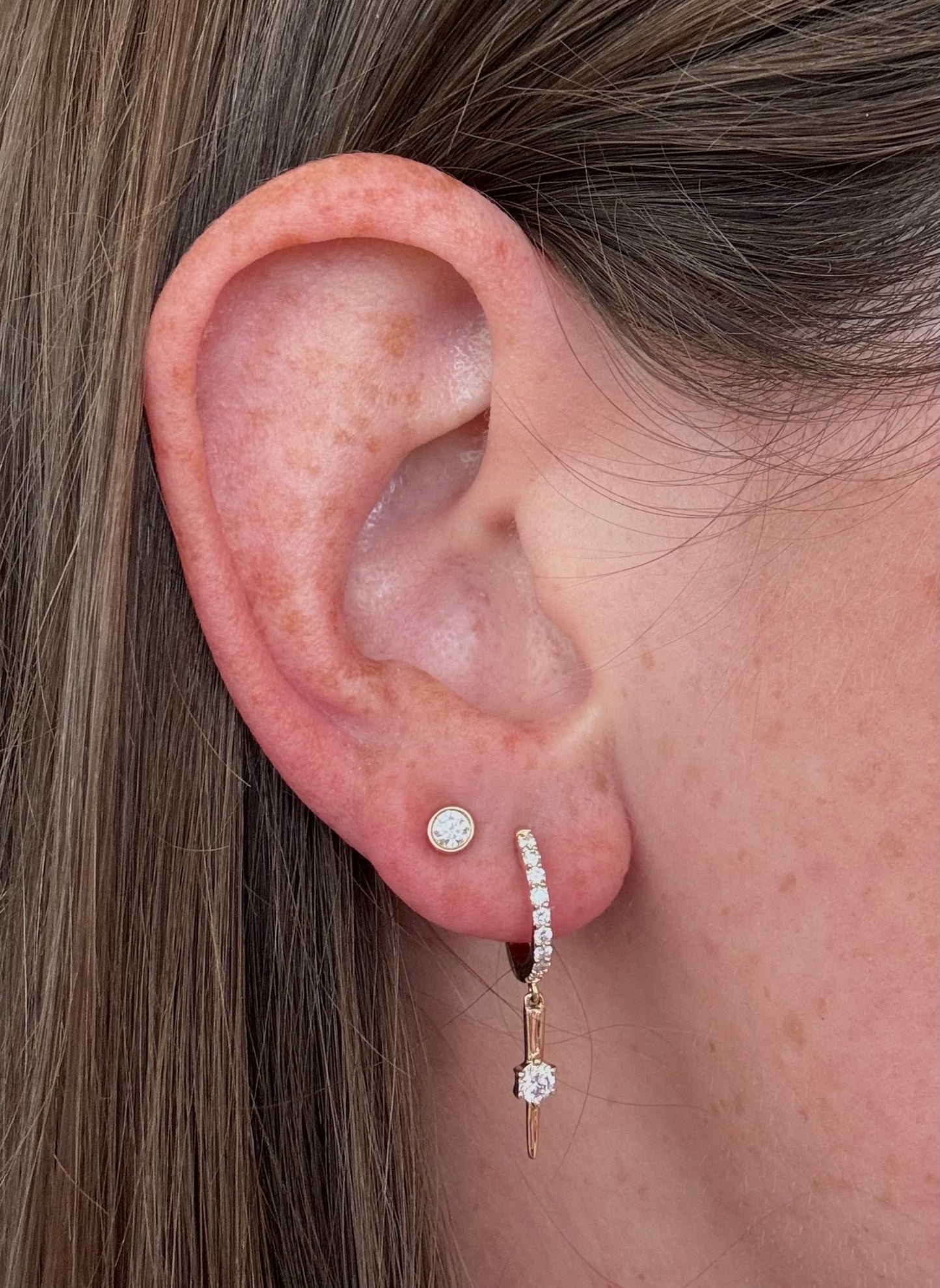 14k Diamond Spike Huggies