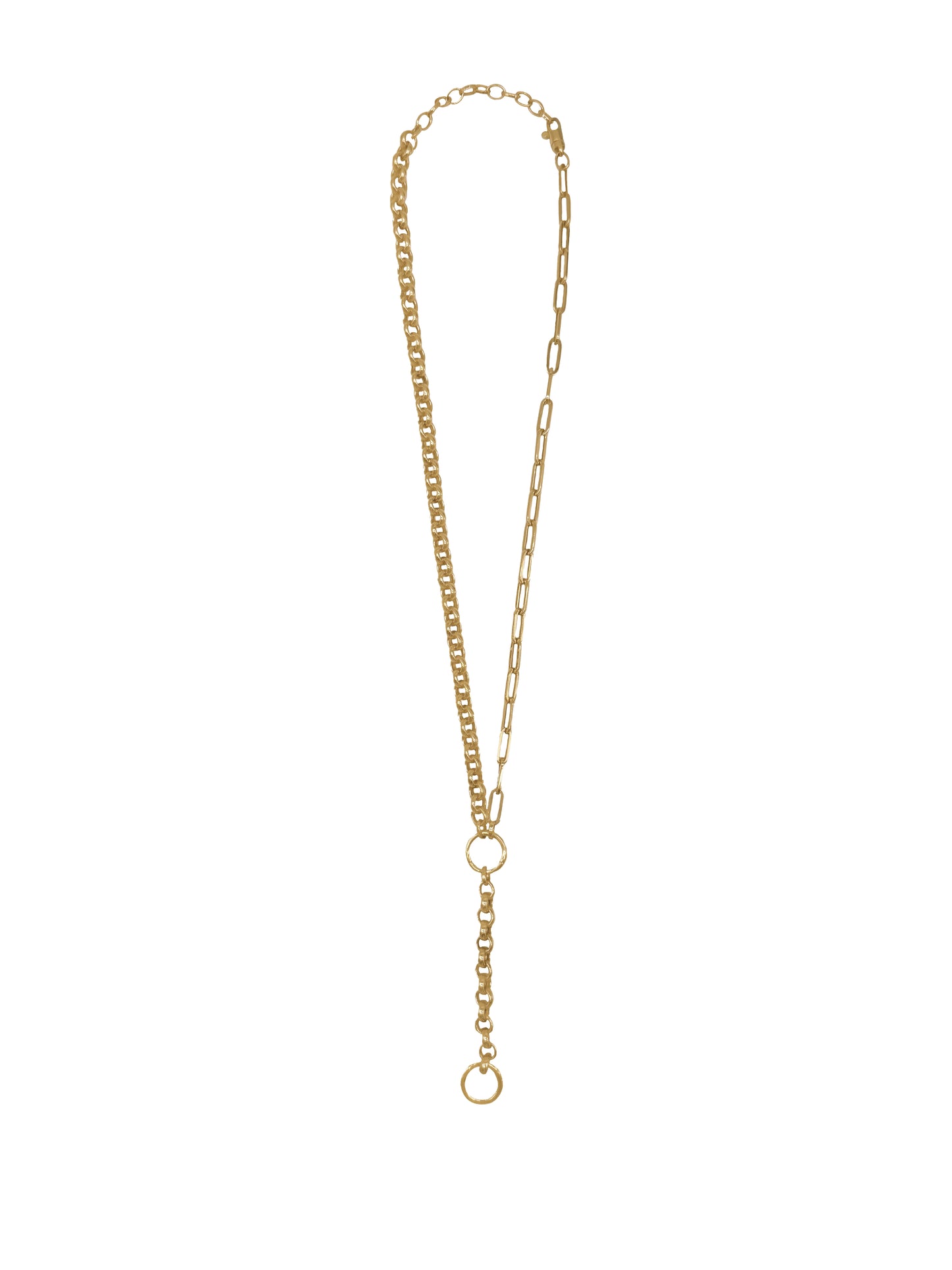 14k Mix Link Lariat Chain