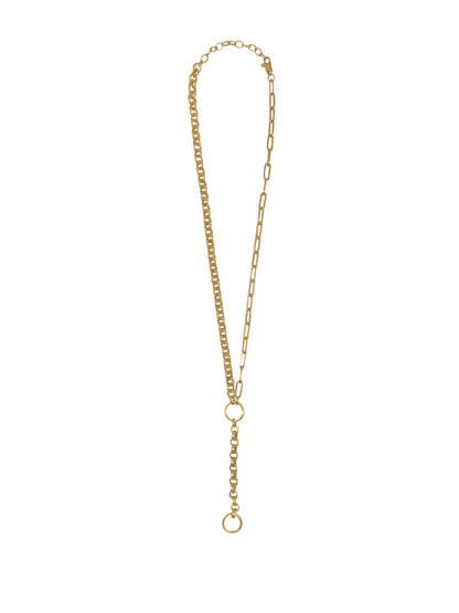 14k Mix Link Lariat Chain