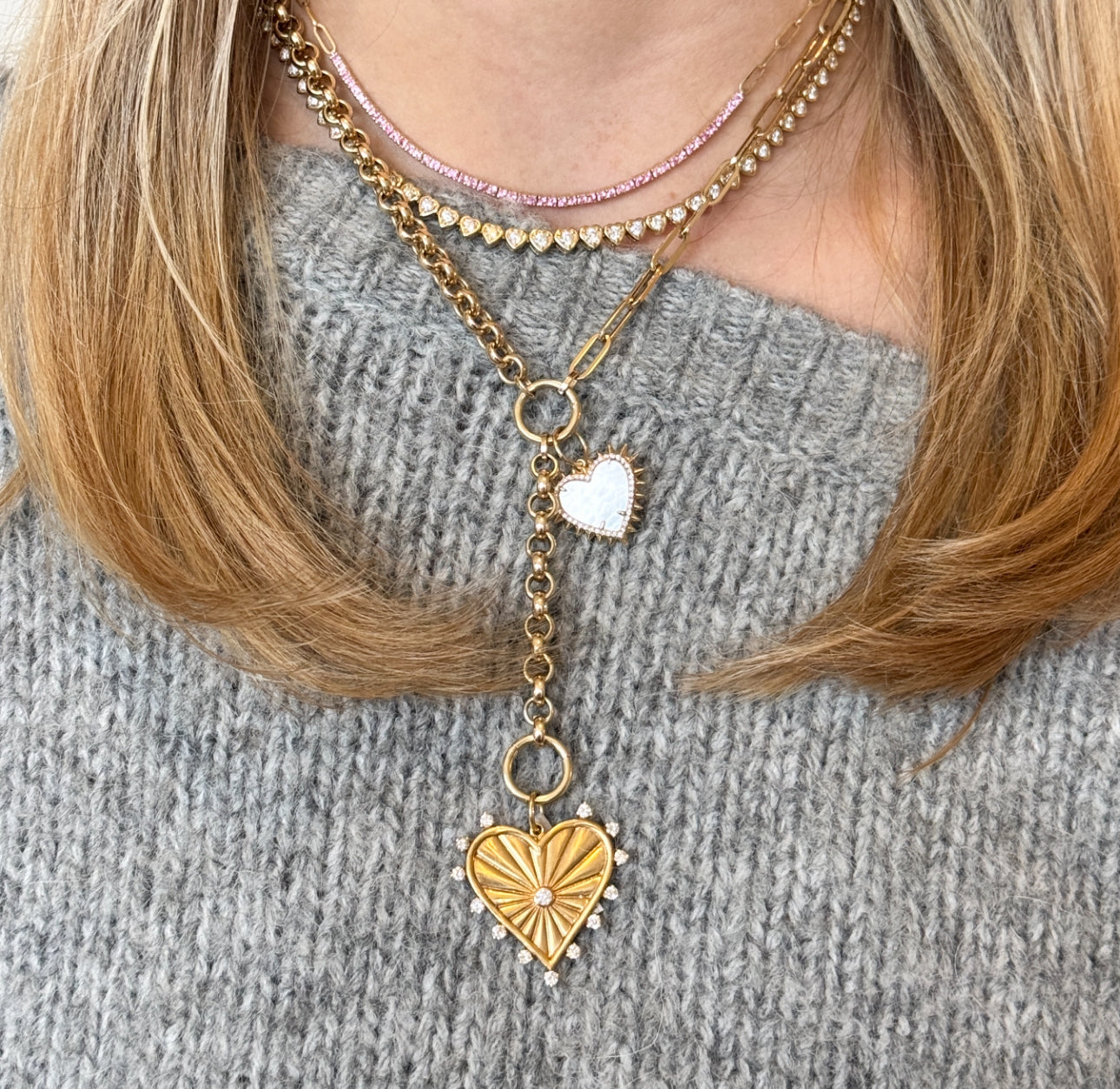 Mother of Pearl Spiked Heart Pendant