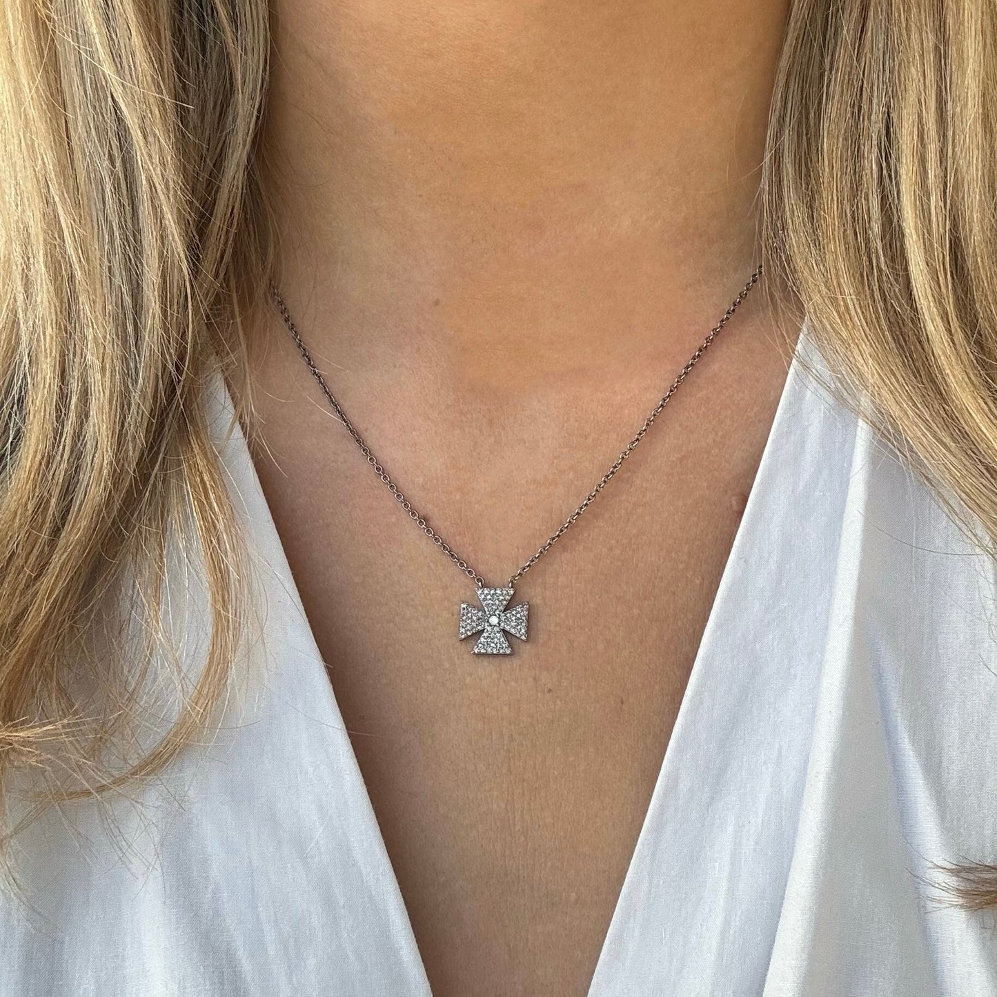 Diamond Maltese Cross Necklace