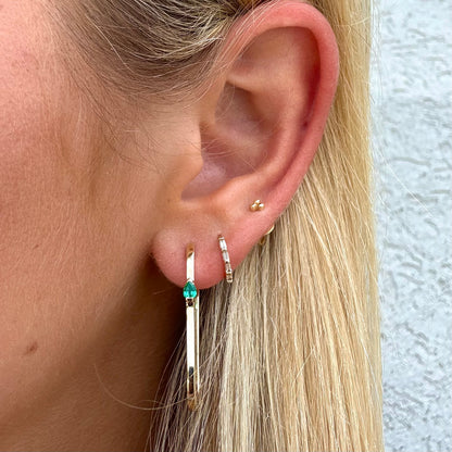 14k Emerald Paperclip Hoops