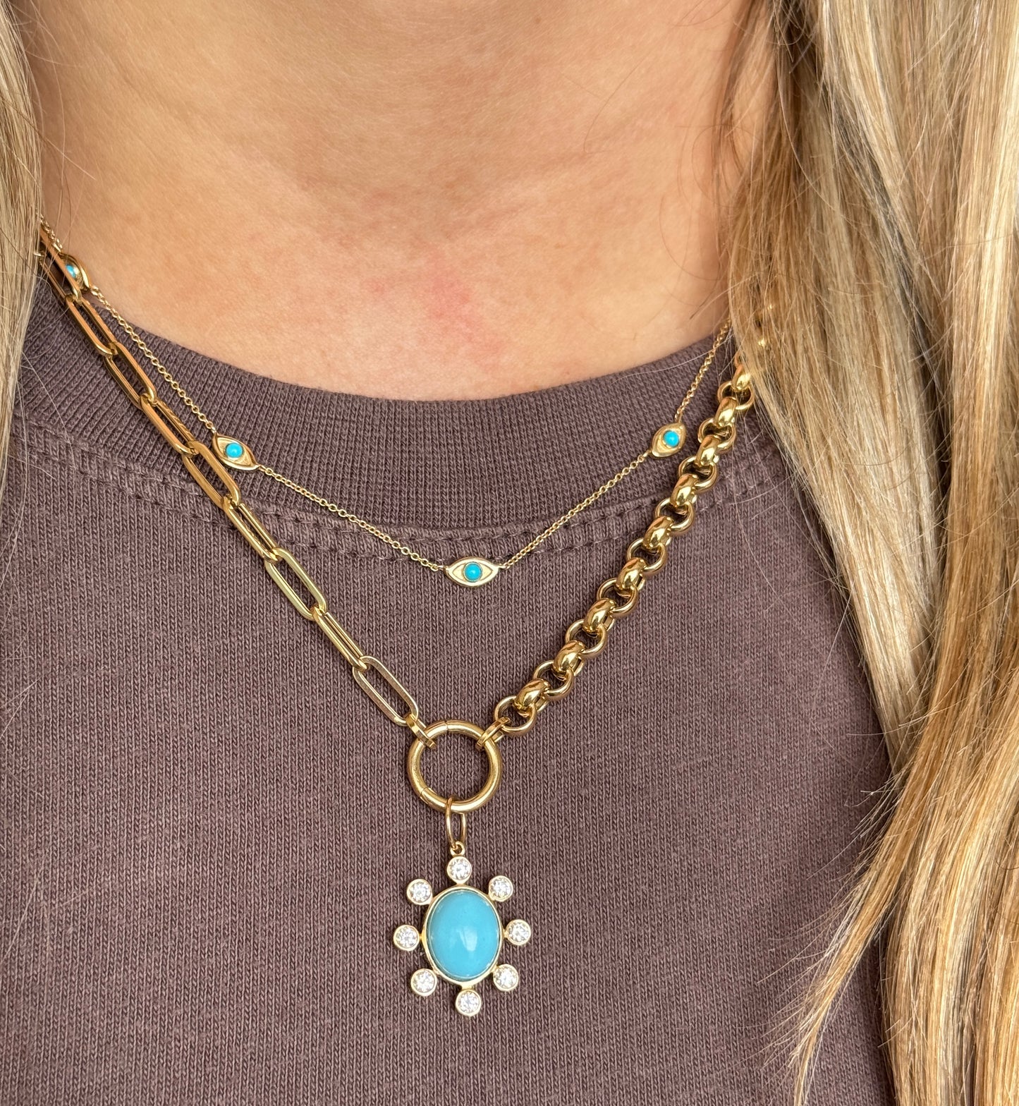 14K Turquoise Evil Eye Necklace