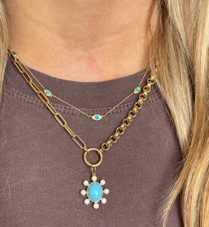 14K Turquoise Evil Eye Necklace