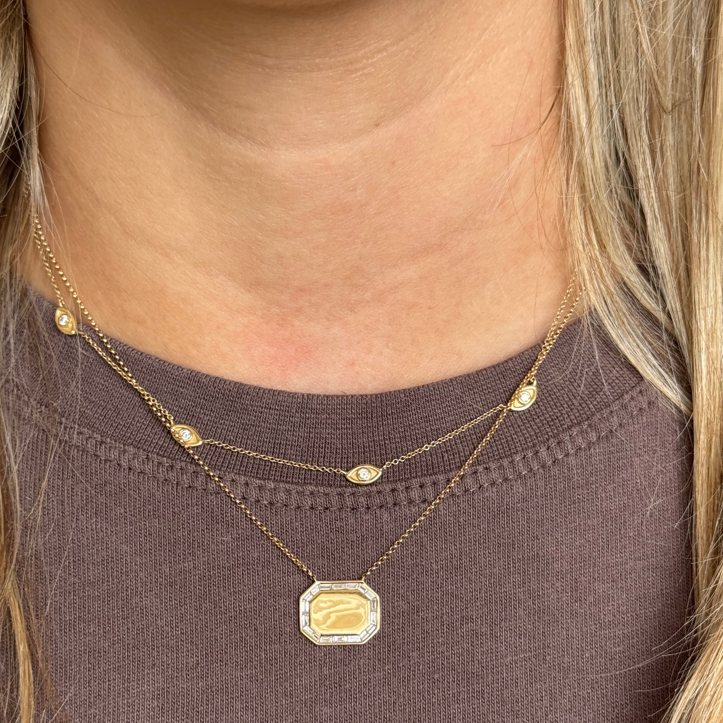 14K Diamond Evil Eye Station Necklace | Vintage La Rose
