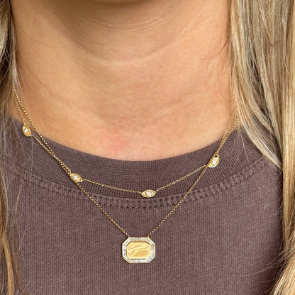 14K Diamond Evil Eye Station Necklace