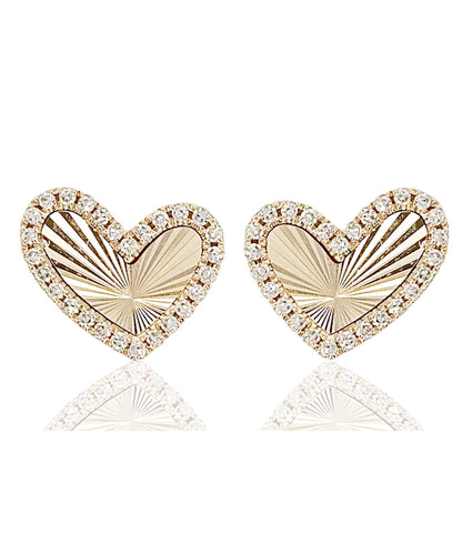 14K Curved Heart Studs