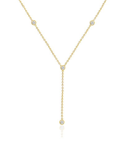 14k Bezel Lariat Necklace