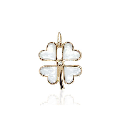 14k Mother of Pearl Clover Pendant