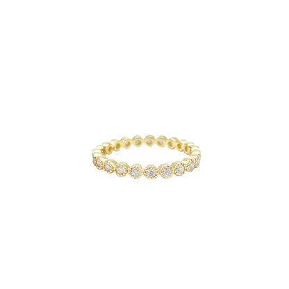 14k Diamond Milgrain Bezel Band