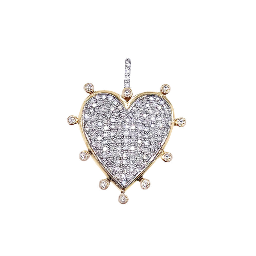 Mixed Metal Bezel Diamond Heart