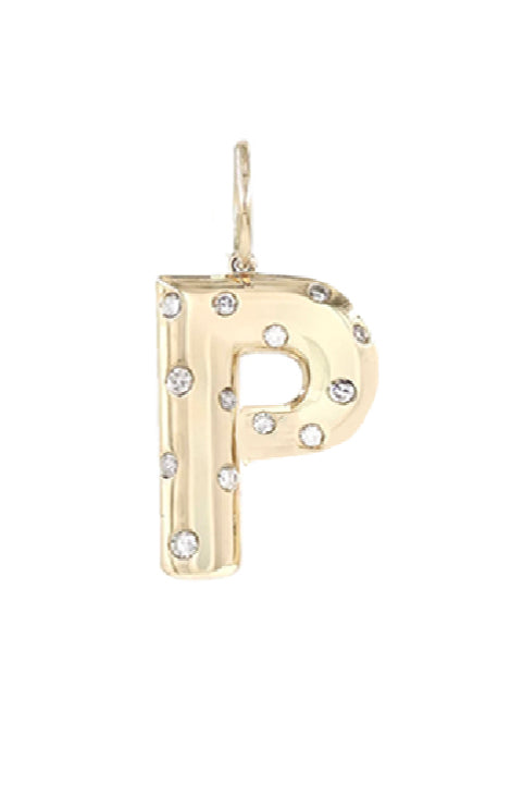 14K Sprinkle Initial Pendant