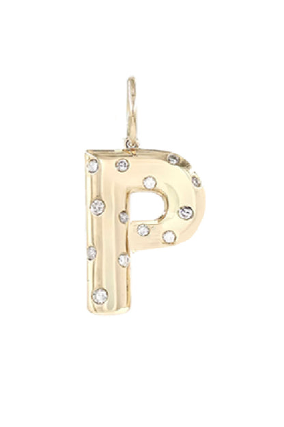 14K Sprinkle Initial Pendant