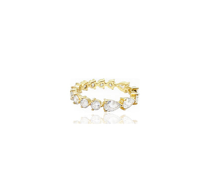 14k Pear & Round Cut Diamond Band