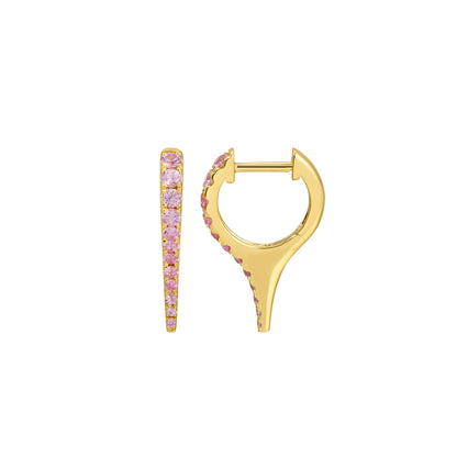 14k Pink Sapphire Thorn Huggies